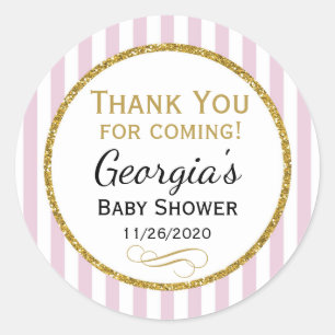 Stickers baby shower rose Faveur balise Merci fill