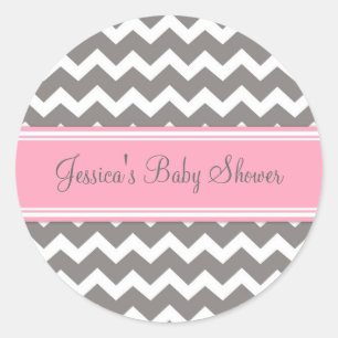 Stickers Baby shower rose Gris Chevron Favoriser l