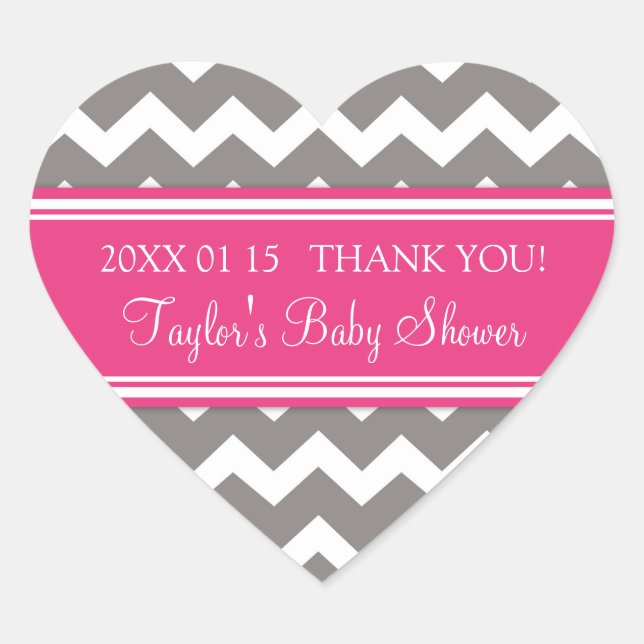 Stickers Baby shower rose Gris Chevron Favoriser l (Devant)