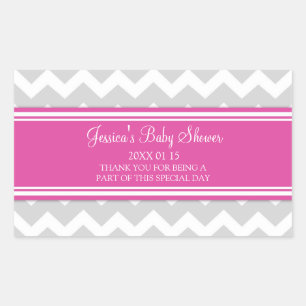 Stickers Baby shower rose Gris Chevron Favoriser l