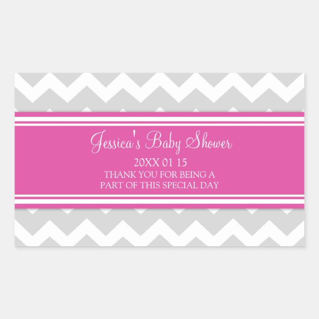 Stickers Baby shower rose Gris Chevron Favoriser l (Devant)