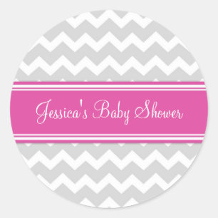Stickers Baby shower rose Gris Chevron Favoriser l