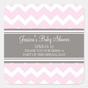 Stickers Baby shower rose Gris Chevron Favoriser l