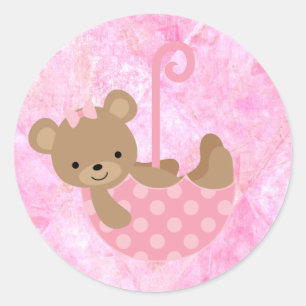 Stickers Baby shower rose ours