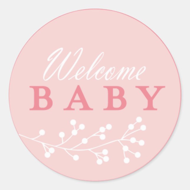 Stickers Baby shower rose pour bébé de bienvenue (Devant)