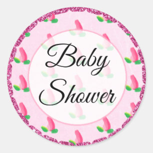 Stickers baby shower rose Rosebud