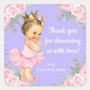 Stickers Baby shower rose violet