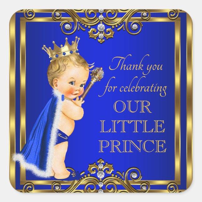 Stickers Baby shower Royal Blue Gold Prince (Devant)