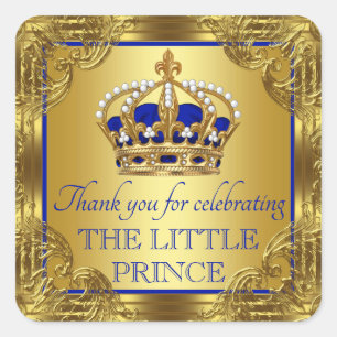 Stickers Baby shower Royal Blue Gold Prince