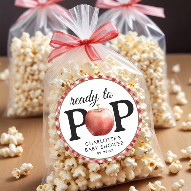 Stickers Baby shower Rustique Apple "Prêt à pop" (POP Baby Shower Sticker)