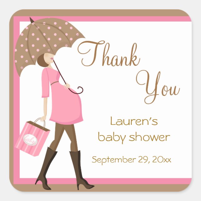 Stickers Baby shower Shopper Rose (Devant)