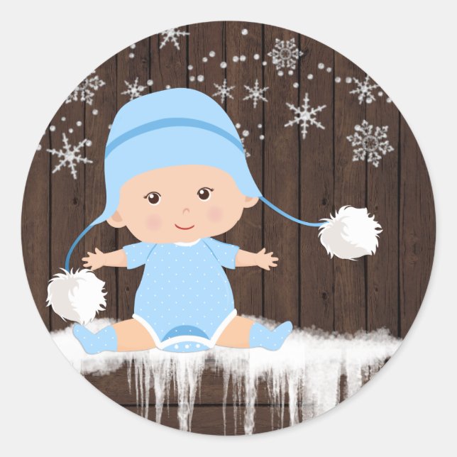 Stickers Baby shower Snowflake garçons (Devant)
