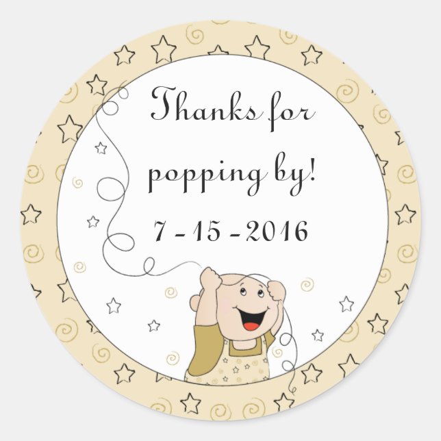 Stickers baby shower "Stars/Gold" 1 1/2" ou 3" (Devant)