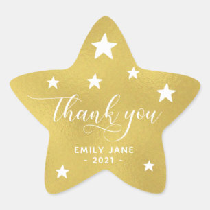 Stickers Baby shower Stars   Gold Faux Foil