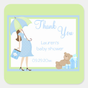 Stickers Baby shower Teddy Bear Blue Shopper