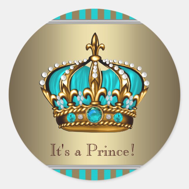 Stickers Baby shower Turquoise Blue Gold (Devant)