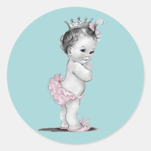 Stickers Baby shower turquoise Blue Rose Princess