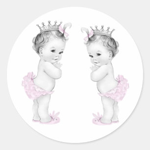 Stickers Baby shower Twin Girls Rose Princess