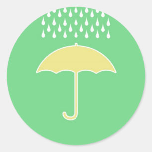 Stickers baby shower vert neutre parapluie vert