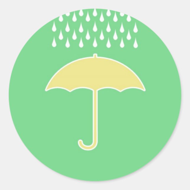Stickers baby shower vert neutre parapluie vert (Devant)