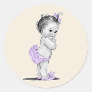 Stickers Baby shower vintage Lavender violet