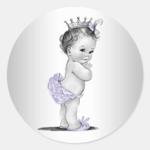 Stickers Baby shower vintage Lavender violet