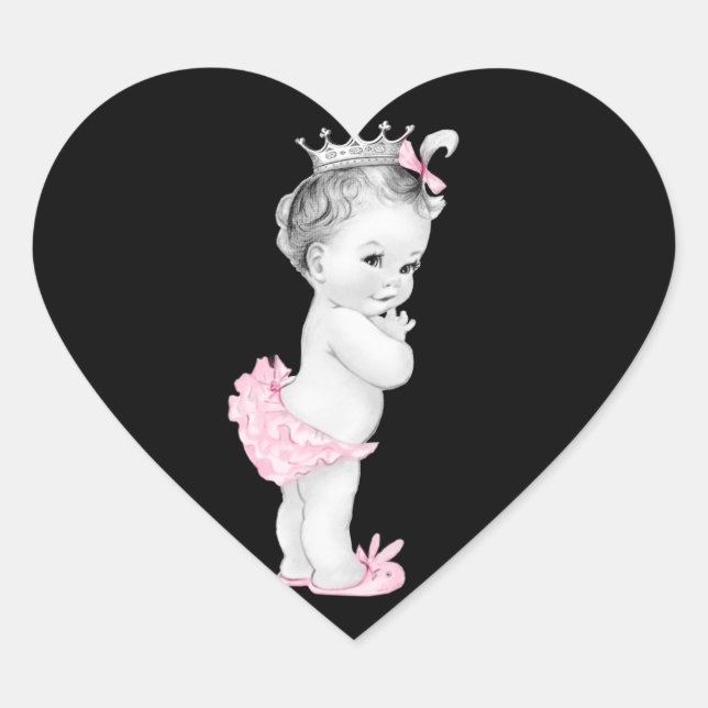 Stickers Baby shower vintage rose princesse (Devant)