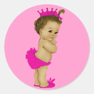 Stickers Baby shower vintage rose princesse
