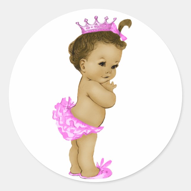 Stickers Baby shower vintage rose princesse (Devant)
