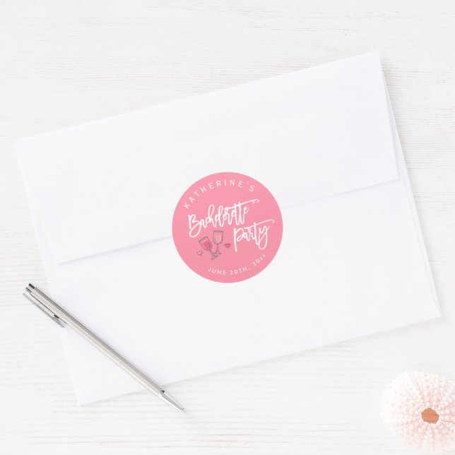 Stickers Bachelorette Rose Et Blanc (Enveloppe)