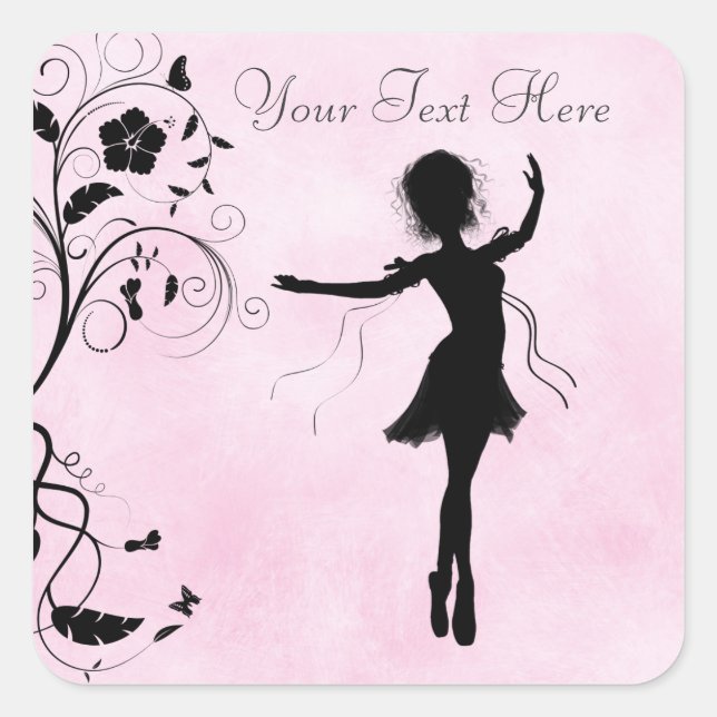 Stickers Ballerina et Fleurs personnalisés (Devant)