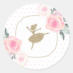 Stickers Ballerina Floral et Or