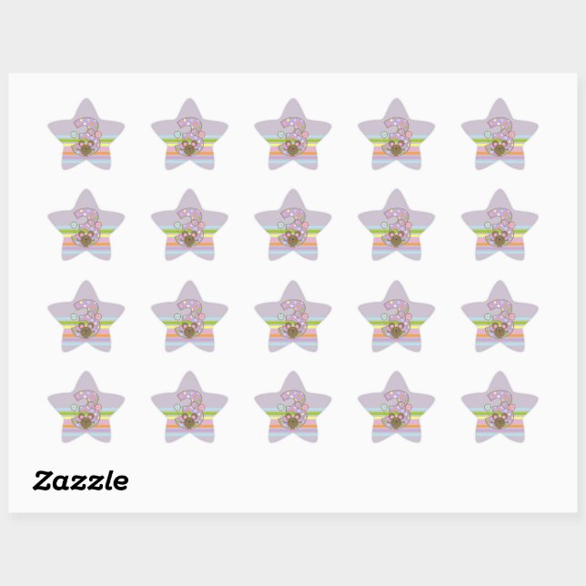 Stickers Balloon Mouse violet 3e Anniversaire Star (Feuille)