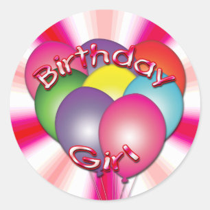 Stickers Balloons Fille Anniversaire