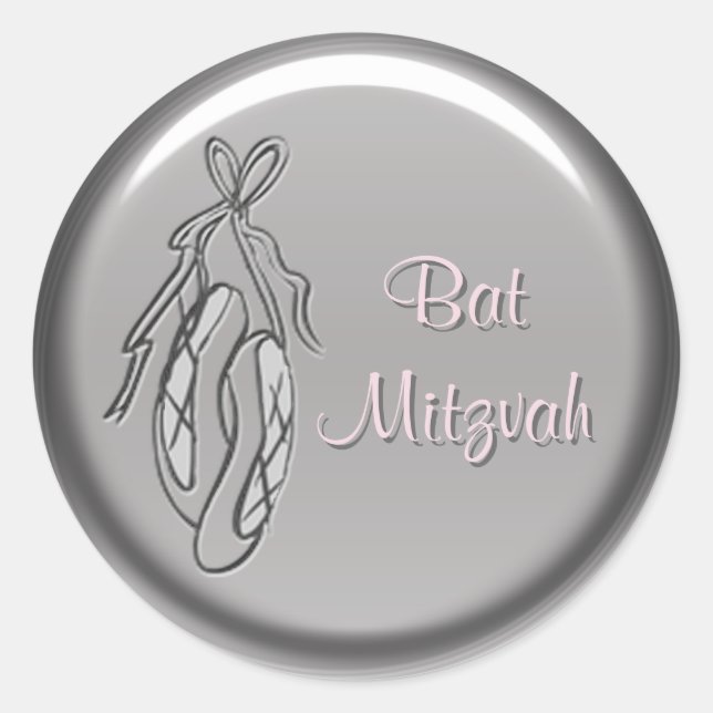 Stickers Bat mitzvah de ballet rose et gris (Devant)
