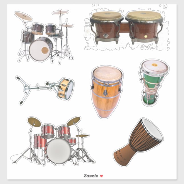 Stickers batterie et percussion (Feuille)