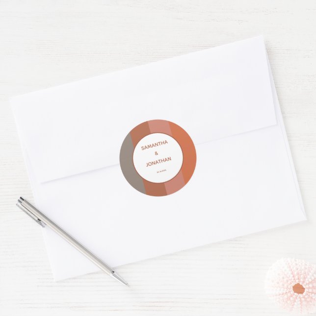 Stickers Bauhaus Striped Custom Wedding Round (Enveloppe)