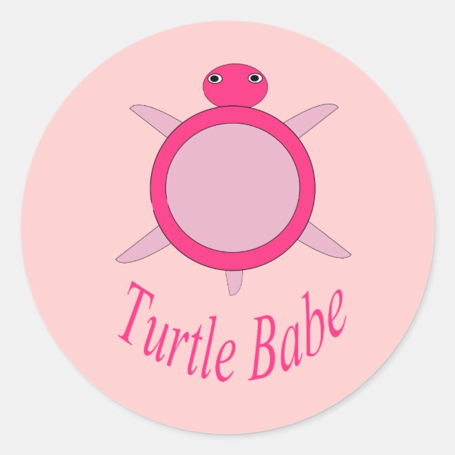 Stickers Bébé Tortue Rose mignonne (Devant)