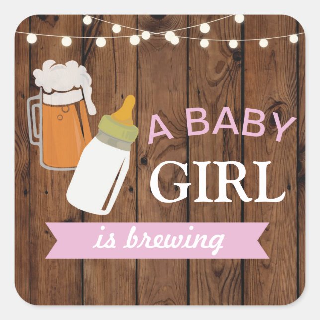 Stickers Beer Girl Baby shower brasser rose (Devant)