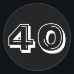 Stickers Black 40th Birthday<br><div class="desc">Fête du 40e anniversaire,  noir et blanc sur le thème de la colline Fête Favor et décoration de fête.</div>