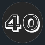Stickers Black 40th Birthday<br><div class="desc">Fête du 40e anniversaire,  noir et blanc sur le thème de la colline Fête Favor et décoration de fête.</div>