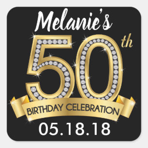 Stickers Black & Gold 50th Birthday