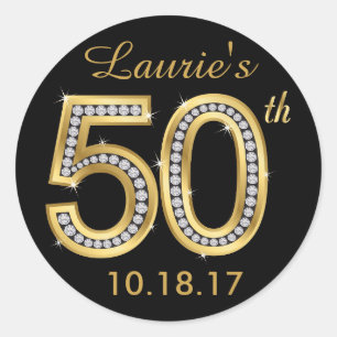 Stickers Black & Gold 50th Birthday   Diamant