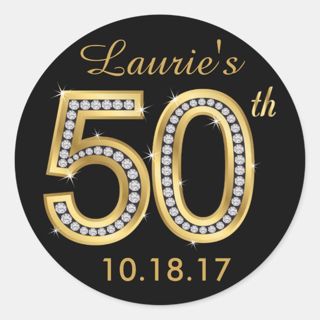 Stickers Black & Gold 50th Birthday | Diamant (Devant)