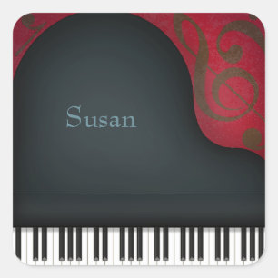 Stickers Black Grand Piano de nom personnalisé