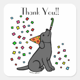 Stickers Black Labrador Birday Party