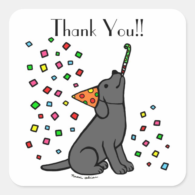 Stickers Black Labrador Birday Party (Devant)