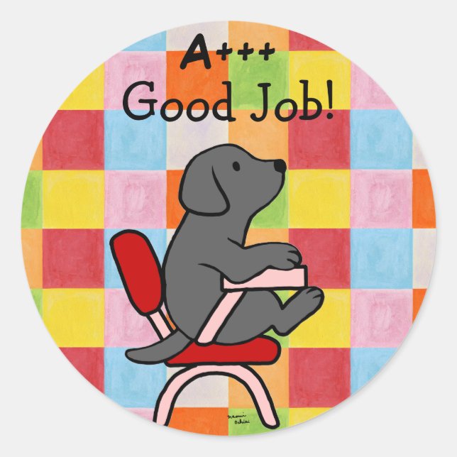 Stickers Black Labrador Student 1 Reward (Devant)