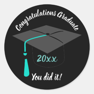 Stickers Black Round Graduation Casquette Et Année