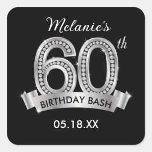Stickers Black & Silver 60th Birthday